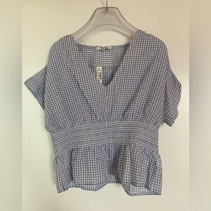Madewell cotton mini blue check crop top